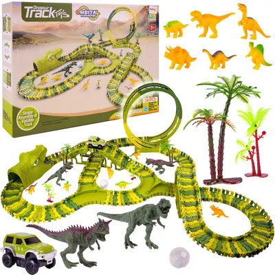 Image de MalPlay Mega Dinosaur 260 pièces circuit automobile | Dino Magic Park Track | voiture électrique | circuit Jurassic | enfants dès 3 ans