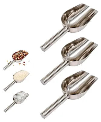 Produktbild von 3er Set Eisschaufeln aus Edelstahl, Schaufeln für Futter und Popcorn, Praktisches Set für Küche, Bar, Garten und Supermarkt, geeignet für Mehl, Eiswürfel, Lebensmittel, Kandiszucker und Bohnen