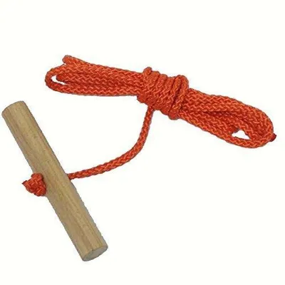 Produktbild von Schlittenseil mit Holzgriff aus Buchenholz 150 cm lang NEU orange