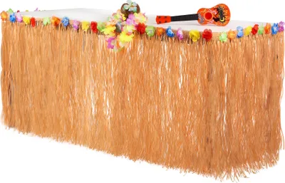 Produktbild von Hawaii Bast-Bordüre Party-Tischdekoration beige-bunt 275x75cm