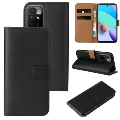 Produktbild von Handyhülle für Xiaomi Redmi 10 Klapphülle Bookcase Flip Cover Hülle Handy Tasche Etui Farbe: Schwarz