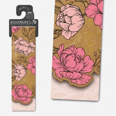 Produktbild von Magnetisches Lesezeichen aus Kraftpapier - Rosa Blumen