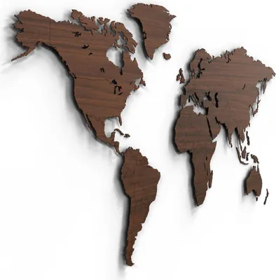 Immagine prodotto di Giallobus - Mappa del mondo - decorazione da parete in legno MDF NOCE - 130x72 - Legno Mdf – Noce – Marrone
