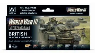 Produktbild von Vallejo Model Color Set 70222 British Armour & Infantry Airbrush Farben