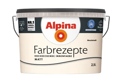 Produktbild von Alpina Farbrezepte Wandfarbe matt 2,5 L Farbwahl, Alpina Farbrezepte Farbwahl:Muschelweiß