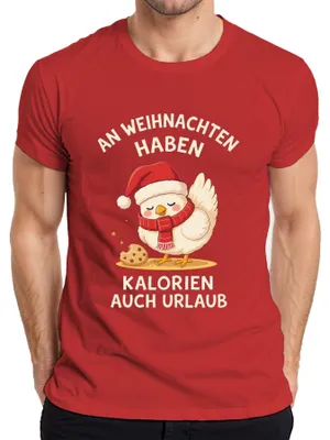 Zdjęcie produktu dla W świątecznych kaloriach są też świąteczne kurczaki herbatniki śmieszna słodka koszulka męska, czerwony, 3XL