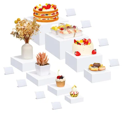 Kuchenständer-Set 8er Acryl weiß für Desserts & Party