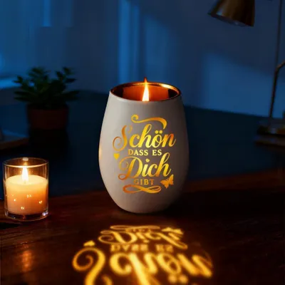 Produktbild von Teelichthalter mit Gravur, graviertes Windlicht, Glas mit Aufschrift, Weihnachtsgeschenk für Frauen