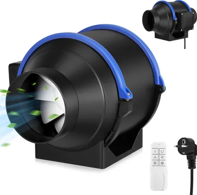 Produktbild von Inline Rohrventilator - Kanalventilator - Ø100 mm (10 cm) - Drehzahl regelbar - Abluft/Belüftung - Für Küche, Bad, WC - Weiß