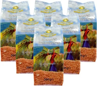 Produktbild von [ 6x 500g ] GOLDEN CANE Brauner Rohrzucker (unraffiniert) Mauritius