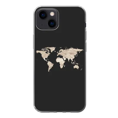 Produktbild von MuchoWow® Handyhülle Schutzhülle Hülle für iPhone 13 mini Weltkarte - Heu - Braun Silikon Softcase Handy Hülle - Softcase