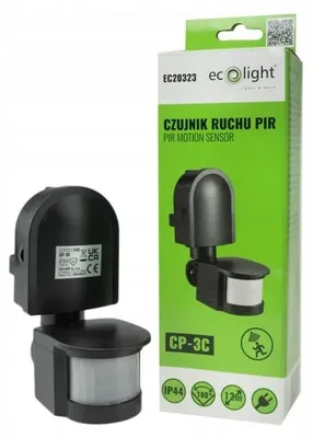 Zdjęcie produktu dla Czujnik ruchu i zmierzchu PIR natynkowy do 300W ruchomy czarny IP44 Ecolight EC20323