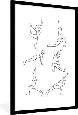 Produktbild von MuchoWow® Gerahmtes Poster Yoga - Frauen - Weiß 60x90 cm - Poster mit Schwarzem Bilderrahmen Wandposter Rahmen Foto Bilder - Dekoration - Wandposter Wohnzimmer - Hochwertig