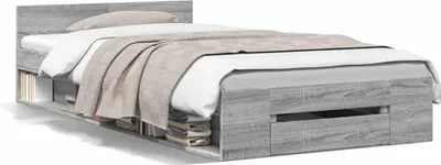 Obrázek produktu pro vidaXL Rám postele se zásuvkou šedý Sonoma 90x190 cm materiál na bázi dřeva
