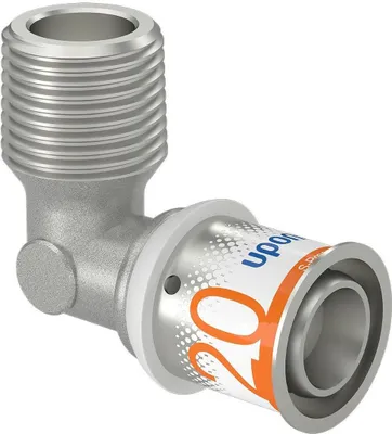 Zdjęcie produktu dla Uponor Winkelnippel S-Press PLUS aus Messing, verzinnt 20mmx3/4 AG