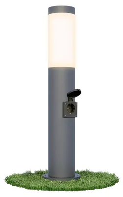 Produktbild von linovum BOSEA-S Wegeleuchte Außenlampe Anthrazit IP44 - Pollerleuchte mit E27 Glühbirne 4W warmweiß - Sockelleuchte mit Steckdose