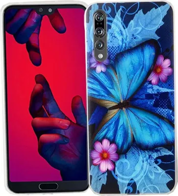 Produktbild von Huawei P20 Pro Handy Hülle Schutz-Case Cover Bumper Schmetterling Blau