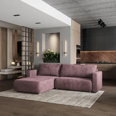 Zdjęcie produktu dla Masseno Narożnik TURIN P z funkcją spania i pojemnikiem na pościel Kształt L, Rozkładana sofa, Rogówka - Wrzos, POSO 130