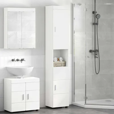 Produktbild von "Schlussverkauf" Badezimmermöbel-Set(Badschrank) - moderne-desgin - TULUM Weiß 37x31,5x203 cm C9298
