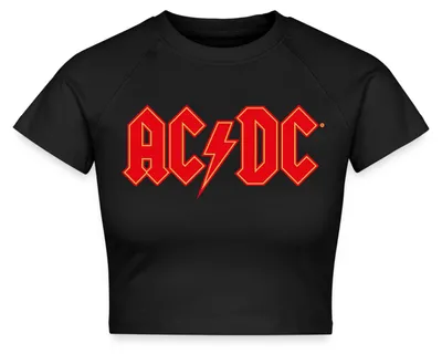 Produktbild von Spreadshirt AC/DC Rotes Logo Mit Blitz Crop Top, XL, Schwarz