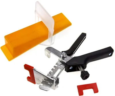 Produktbild von Nivelliersystem D-Typ - Fliesenverlegung - 50 Clips/Wedges - Für Fliesendicke 8-13 mm