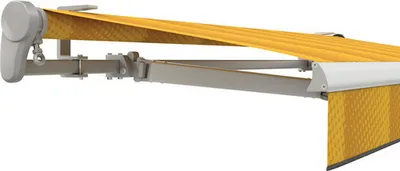 Produktbild von SOLUNA Gelenkarmmarkise Trend 4,5x4 Stoff Dessin J200 Gestell E6EV1 silber eloxiert Antrieb links inkl. Motor, Wandschal