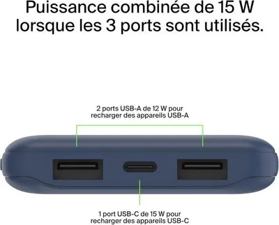 Produktbild von Belkin Powerbank 10000 mAh, USB-C, USB-A, Blau