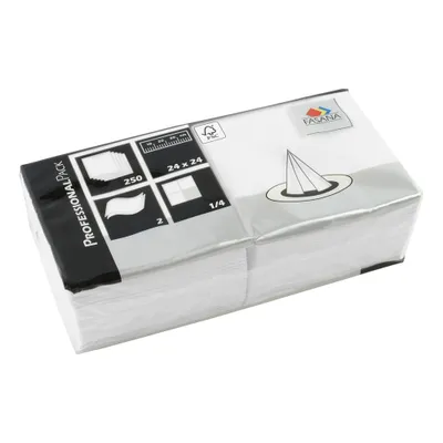 Produktbild von Cocktail-Servietten 2-lagig 1/4 Falz 24x24cm VE=250 Stück weiß
