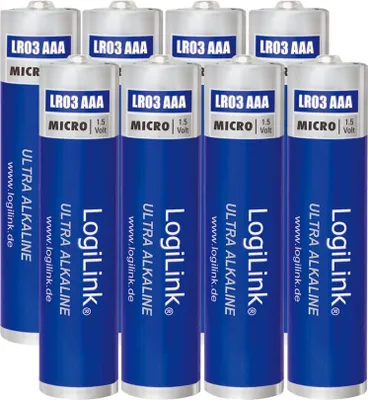 Produktbild von LogiLink LR03F8, Einwegbatterie, AAA, Alkali, 1,5 V, 8 Stück(e), 650 mAh