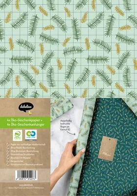 Produktbild von Geschenkpapier Set Weihnachten für Erwachsene: Tannenzweige, kariert (modern, edel, grün)