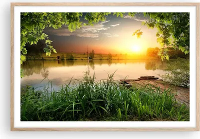 Produktbild von Gerahmtes Poster - Rahmen in heller Eiche - Brücke See - 91,5x61 cm - Wand Bild - Wanddeko - Wandbilder - Kunstposter - Wandposter - Bilderrahmen - Bilder - Kunstdruck - Wandbild - P2NAA91x61-3914