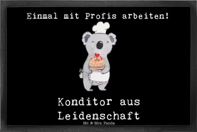Produktbild von Mr. & Mrs. Panda Schmutzmatte Konditor Leidenschaft 40 x 60 cm - Schwarz - Geschenk, Spruch, Türvorleger, Schmutzfangmatte, fußmatte, Gummimatte, Schmutzfänger, Witzig