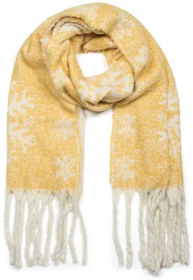 Produktbild von styleBREAKER Damen XXL Schal mit Schneeflocken Muster und Fransen, Winter Strickschal 01017097