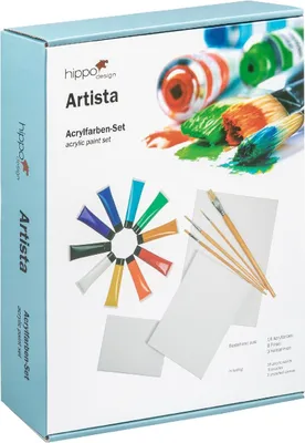 Produktbild von Walther Acrylfarben-Set mit Leinwand & Pinsel – Künstler-Starterset