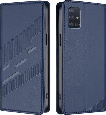 Produktbild von Hülle für Samsung Galaxy A51 5G, Kunstleder Brieftaschen Handyhülle mit Kartenfach und Standfunktion Blau