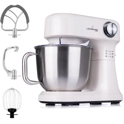 Produktbild von LEHMANN Küchenmaschine mit 3 Rühreinsätze, 1500 W, 12 Geschwindigkeiten, 5L Rührschüssel, Beige