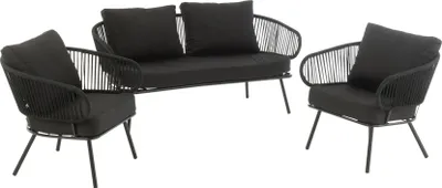 Produktbild von 3-teiliges Wohnzimmer-Set aus Metall und Rattan