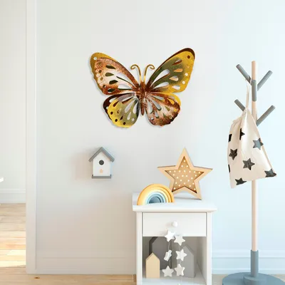Obrázok produktu pre Wallity, Farfalla 3, Dekoratívny kovový doplnok na stenu, 100 % KOV, viacfarebný, 29 x 22 cm