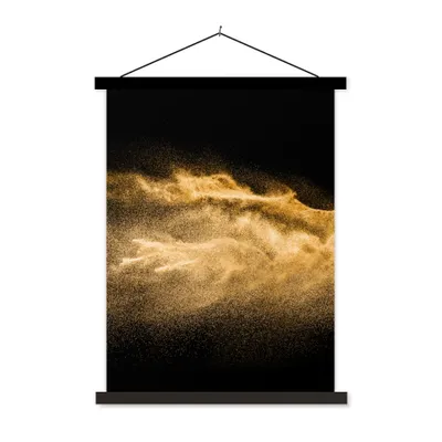 Produktbild von MuchoWow® Textilposter Sand - Gold - Schwarz - Luxus - Kunst 40x53 cm mit schwarzem Rahmen - Abbildung