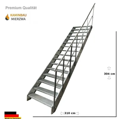 Immagine prodotto di Scala a pioli Scala in acciaio Scala a pioli 16 gradini Ringhiera a destra - zincata - (L x A x P) 60 x 304 x 310 cm