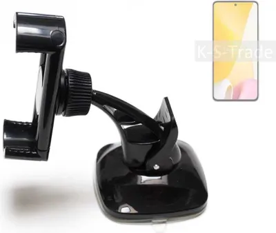 Produktbild von K-S-Trade kompakte Handy-Halterung Windschutzscheibe kompatibel mit Xiaomi 12 Lite Armaturenbrett schwarz Autohalterung KFZ Halter Scheiben-Halterung