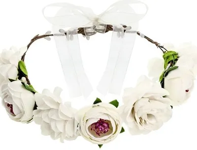 Obrázek produktu pro Čelenka do vlasů květinový věnec 17 cm bílá