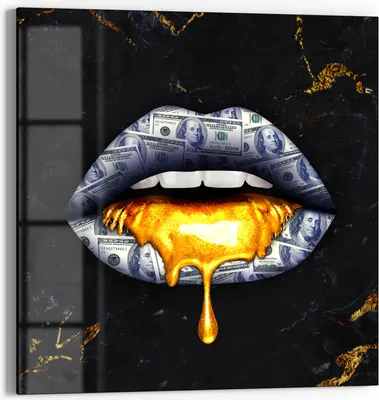 Produktbild von DEQORI Glasbild Echtglas 30x30 cm ' Lippen' Wandbild Bild modern Deko