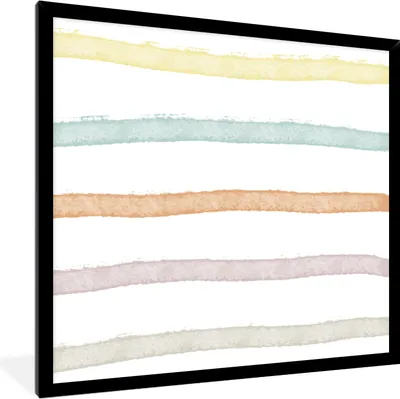 Produktbild von MuchoWow® Gerahmtes Poster Linie - Pastell - Regenbogen - Muster 40x40 cm - Poster mit Schwarzem Bilderrahmen Wandposter Rahmen Foto Bilder - Mit Rahmen - Wanddekoration Schlafzimmer