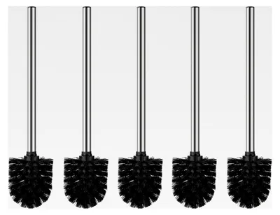Produktbild von 5er Set Klobürsten schwarz - WC Bürsten mit 8 cm Durchmesser - Toilettenbürste mit Aluminiumgriff - Abnehmbare Bürstenköpfe