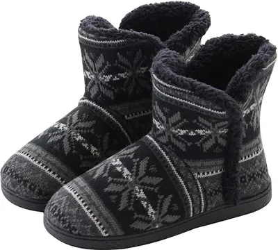 Produktbild von Herren Damen Hausschuhe Hš¹ttenschuh Hohe Gefš¹ttert Hš¹ttenstiefel rutschfest Winter Pantoffeln mit Weichen 39-40