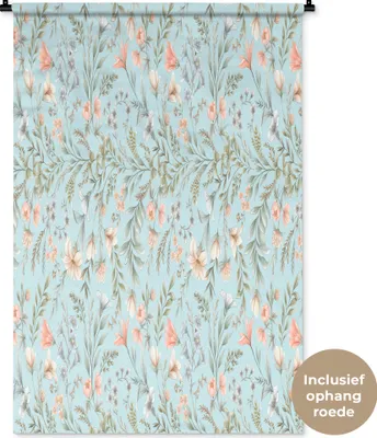 Produktbild von MuchoWow® Wandteppich Wandbehang Blumen - Pastell - Collage 90x135 cm Tapisserie Dekoration Wandtuch - Baumwolle - Wandskulptur