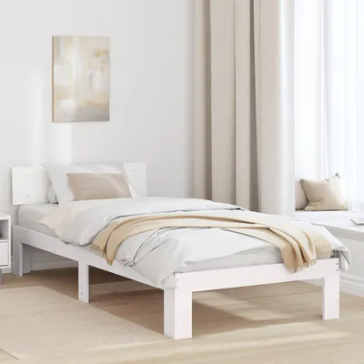Produktbild von Möbel Bettgestell mit Kopfteil Weiß 90x200 cm Massivholz Kiefer - Klassische Betten 872669