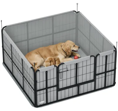Productafbeelding van Werpkist voor puppy's met mat, winddicht Oxford-stof, voor middelgrote tot grote honden, 122x122x60 cm, zwart