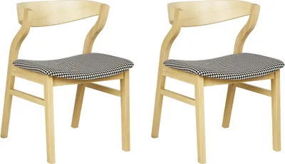 Produktbild von BELIANI Esszimmerstuhl 2er Set Schwarz-Weiß Stoffbezug Helle Holzbeine Hohe Rückenlehne Retro Klassisches Design für Wohnzimmer Esstisch Gastronomie